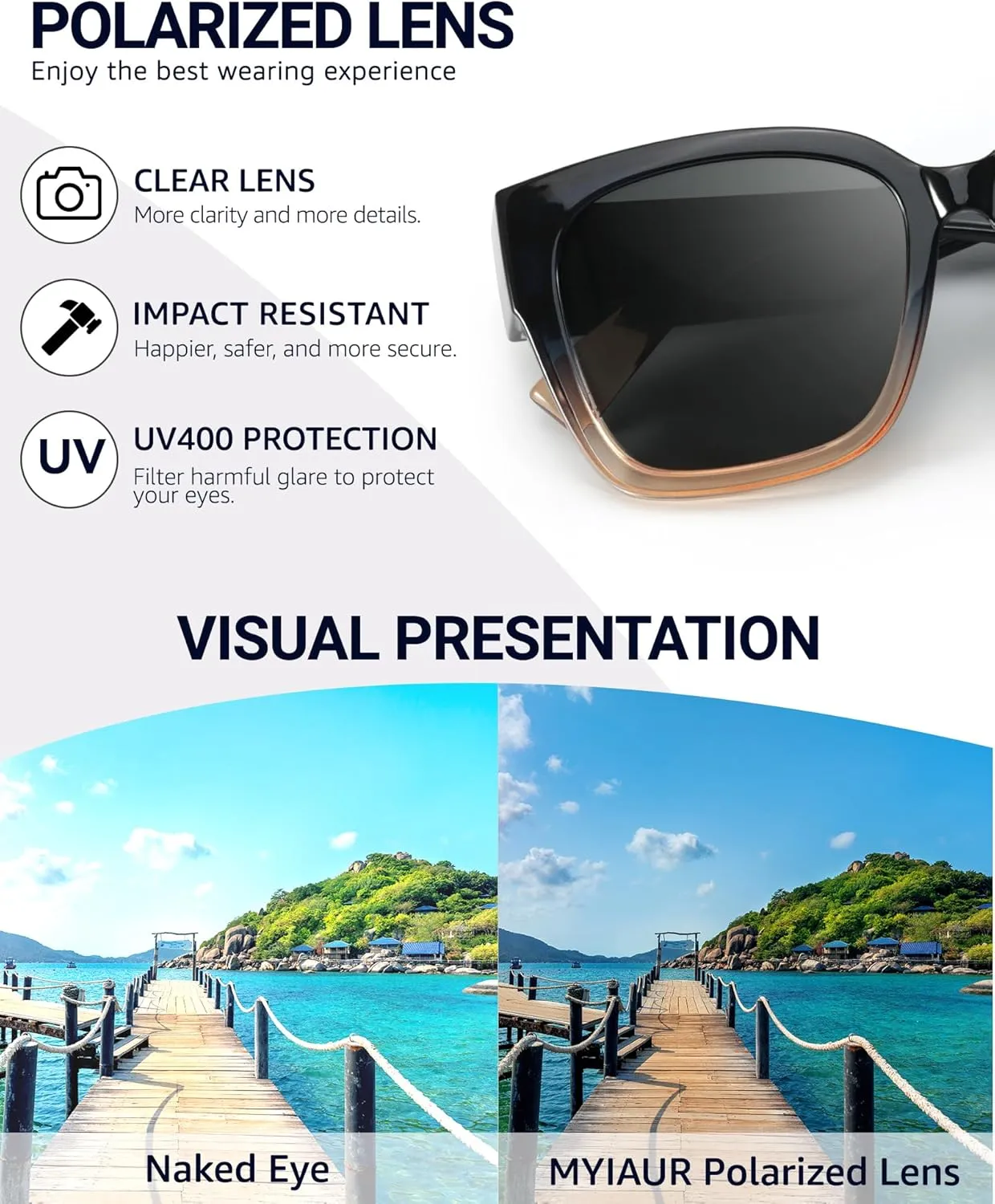 Myiaur Fit Over Sunglasses for Women, Trendy Designer Style Oversized Polarized Sunglasses for Driving with UV400 Protection