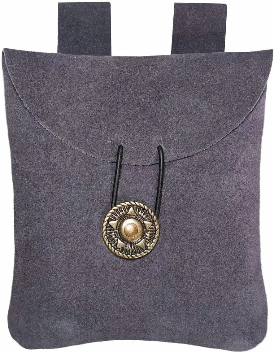Mythrojan Medieval Renaissance Suede Jewelry Belt Pouch LARP Costume Waist Bag  Dark Blue