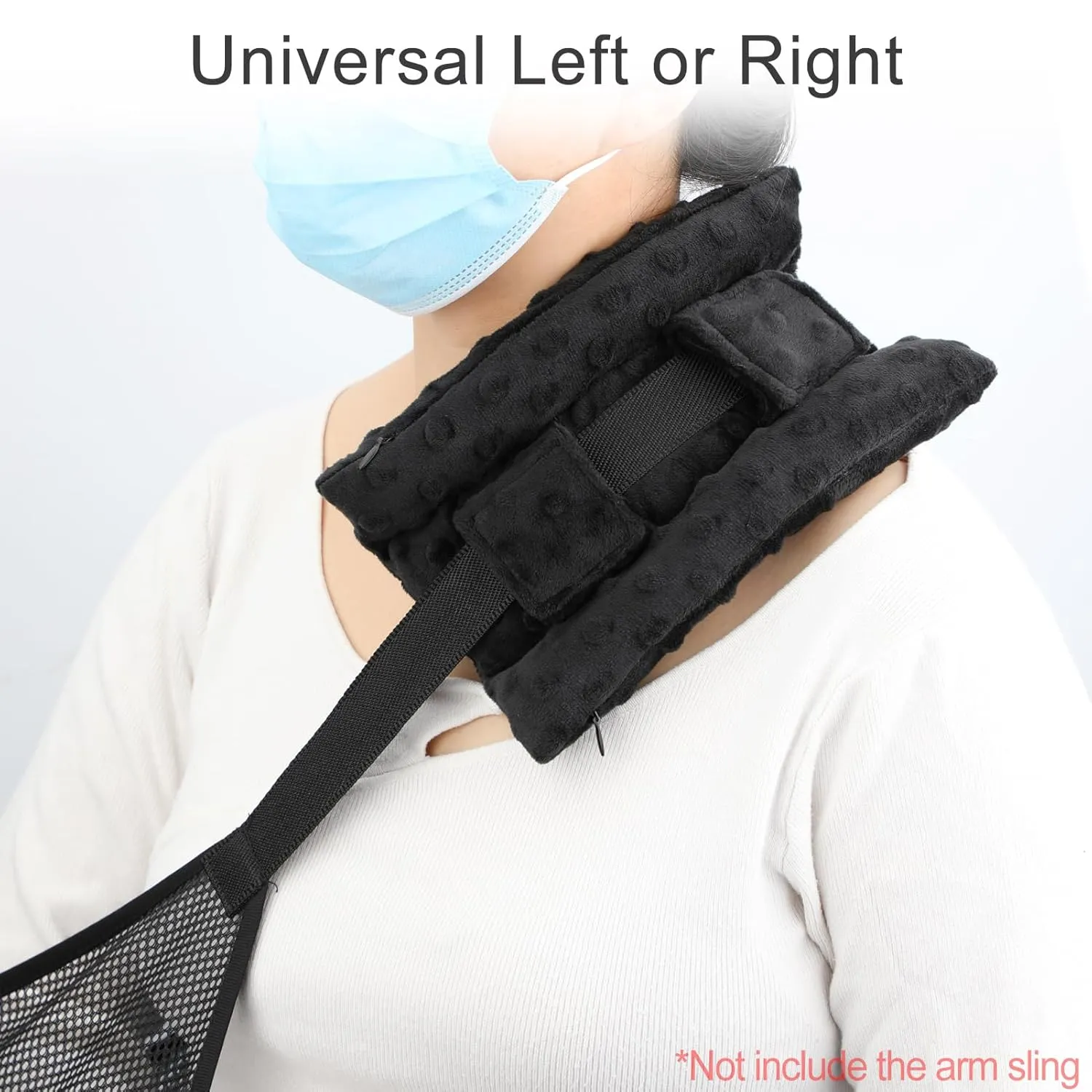 Neck Pad Strap Cushion Pillow for Arm Sling Arm Brace Cushions Shoulder Strap Pads Elbow Wrist Injury Cast Rotator Cuff Replacemet Surgery Support Padding Minky Dot Black