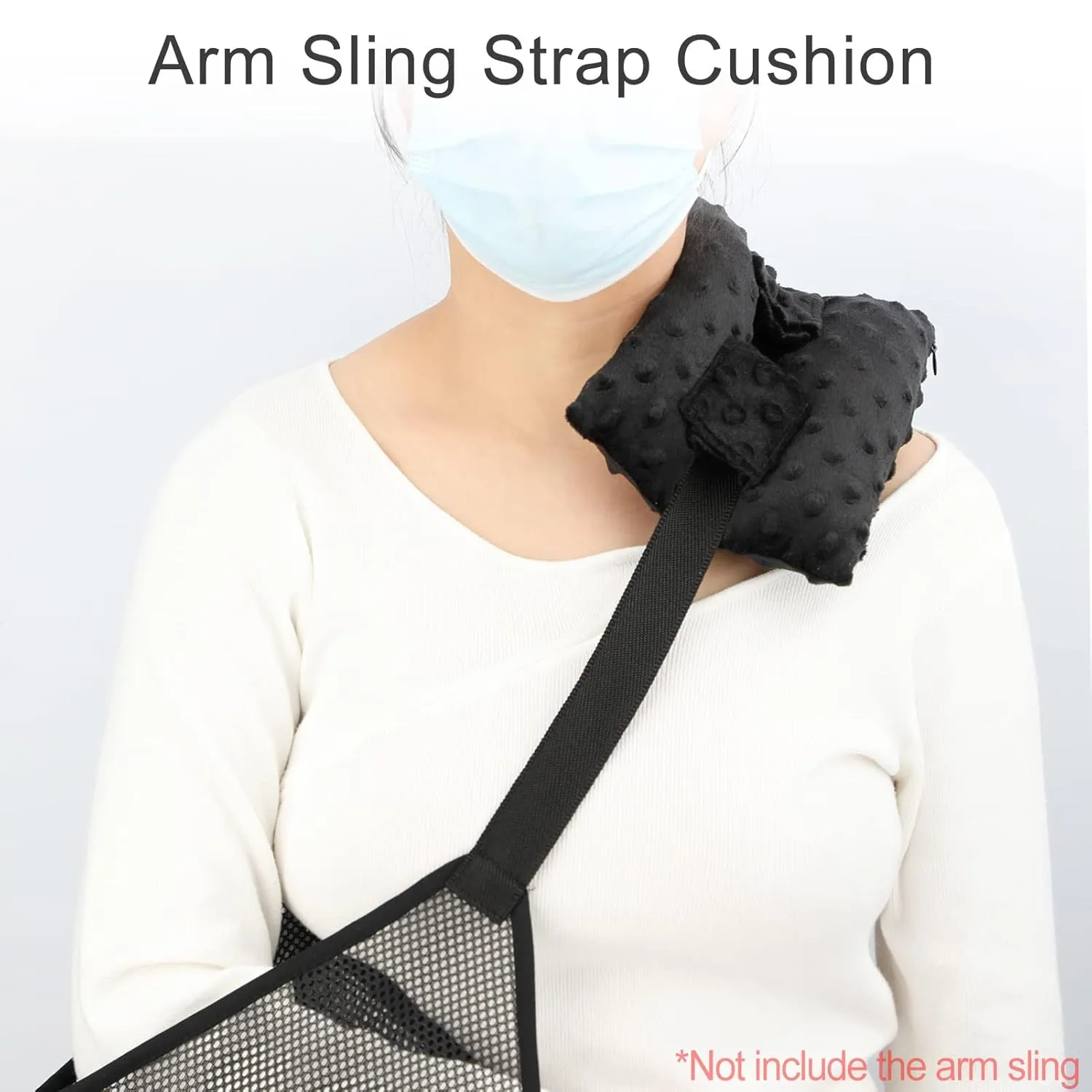 Neck Pad Strap Cushion Pillow for Arm Sling Comfort Shoulder Support Pad Rotator Cuff Replacemet Surgery Elbow Brace Carry Padded Cover Broken Wrist Hand Injury Cast, Minky Dot Black