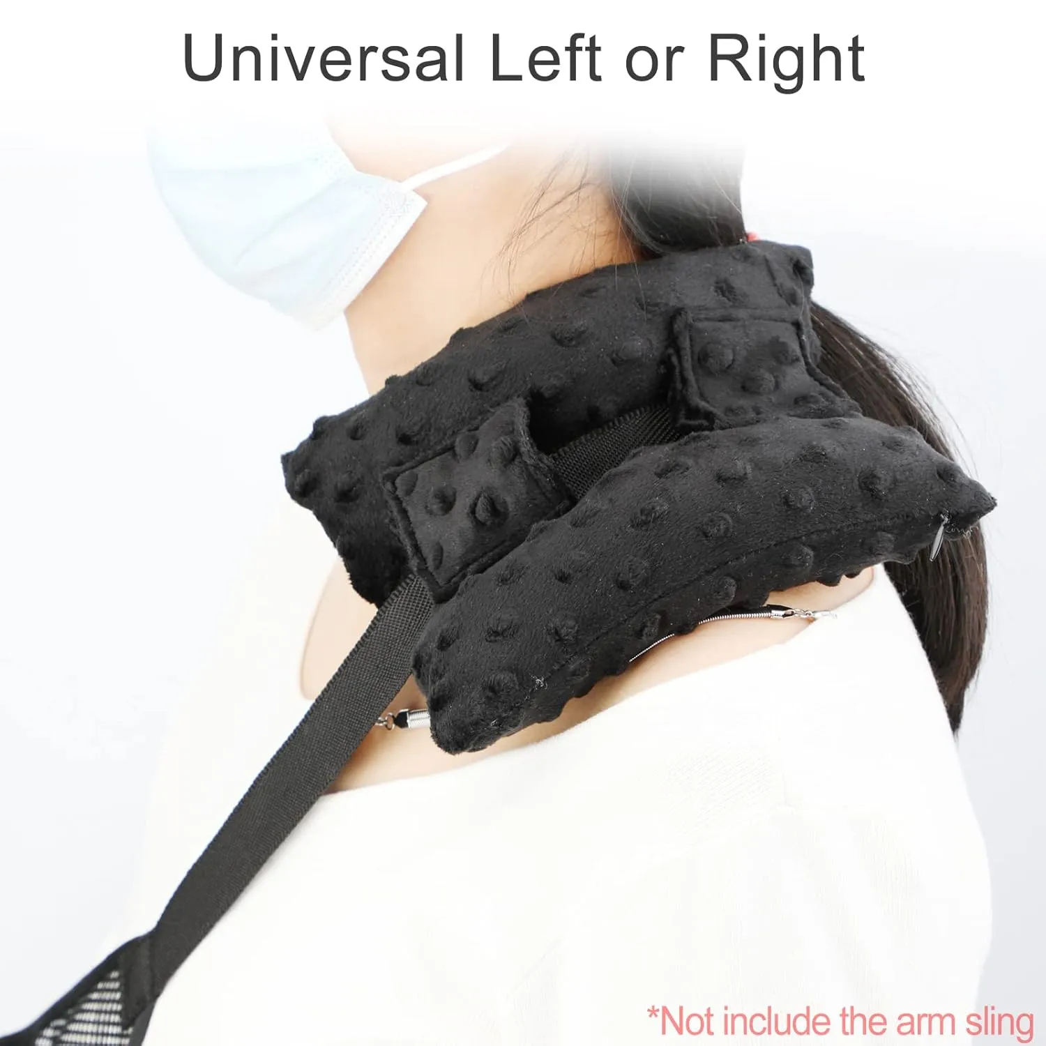 Neck Pad Strap Cushion Pillow for Arm Sling Comfort Shoulder Support Pad Rotator Cuff Replacemet Surgery Elbow Brace Carry Padded Cover Broken Wrist Hand Injury Cast, Minky Dot Black
