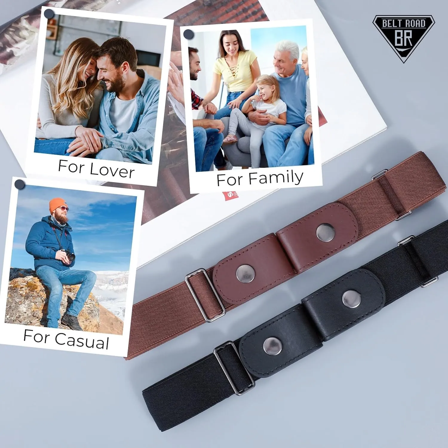No Buckle Elastic Belt for Men, Invisible Buckleless Stretch Belt for Men Women