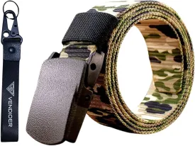 No Metal Camouflage Web Belt, Adjustable Airport Friendly Military Tactical Belt, Plastic Buckle Nylon Webbing Belt