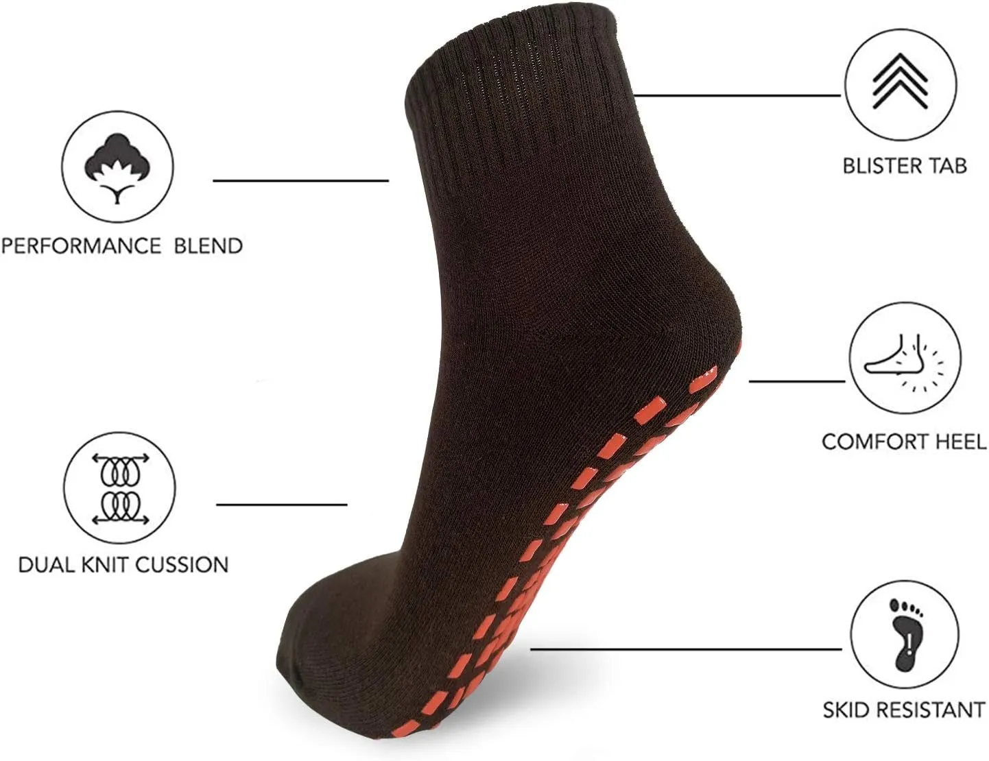 NOVAYARD 5 Pairs Non Slip Socks Non Skid Sticky Grippy Yoga Pilates Hospital Sock Men Women