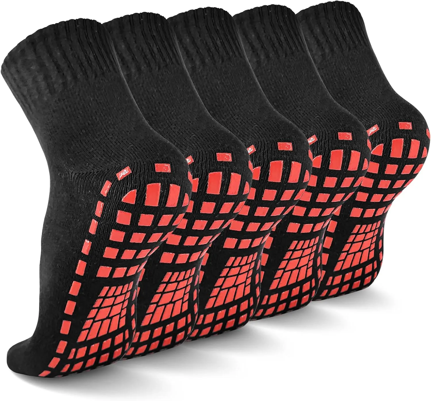 NOVAYARD 5 Pairs Non Slip Socks Non Skid Sticky Grippy Yoga Pilates Hospital Sock Men Women