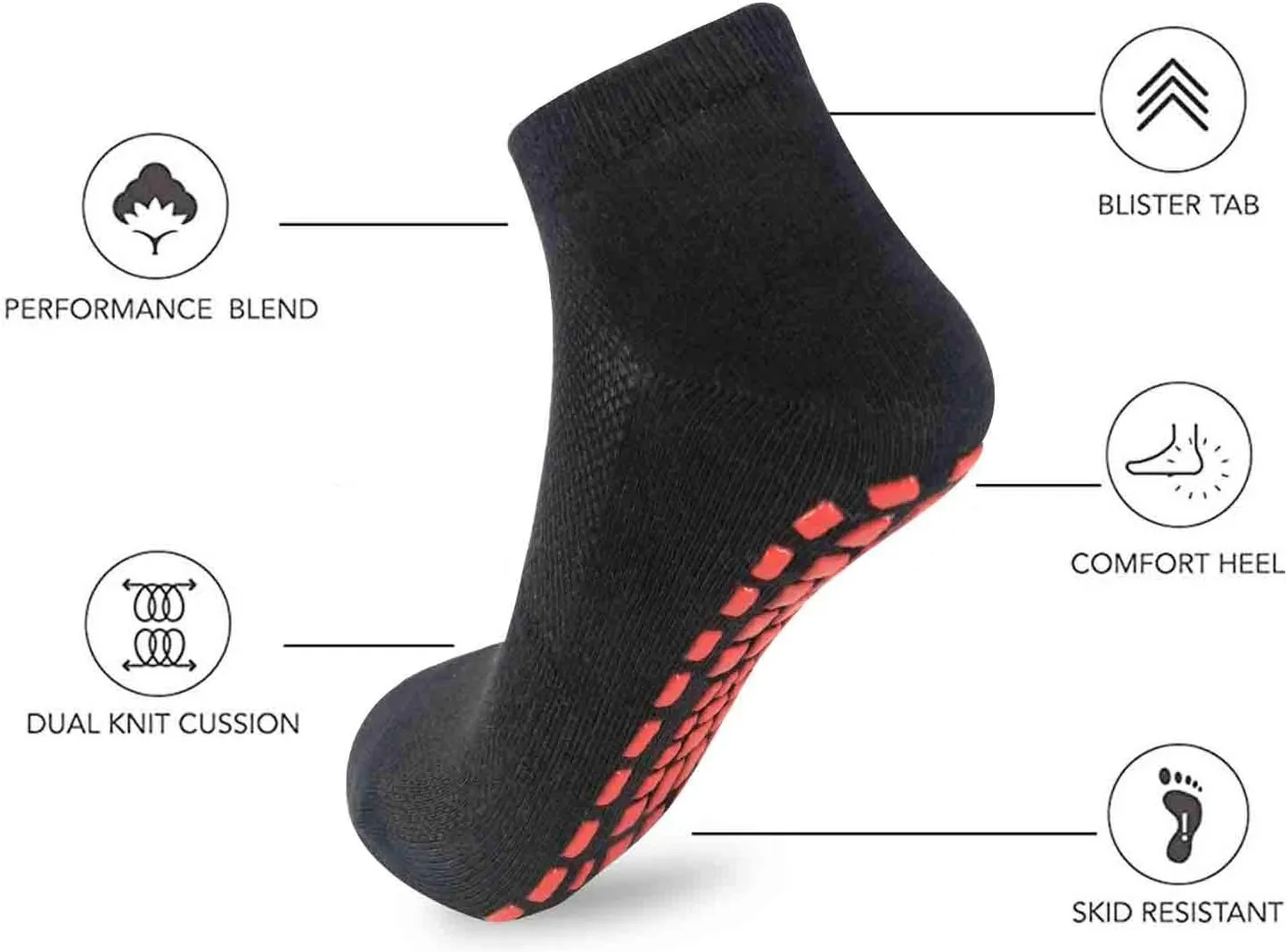 NOVAYARD 6 Pairs Non Slip Grip Socks Yoga Pilates Hospital Socks Sticky Grippers for Men Women