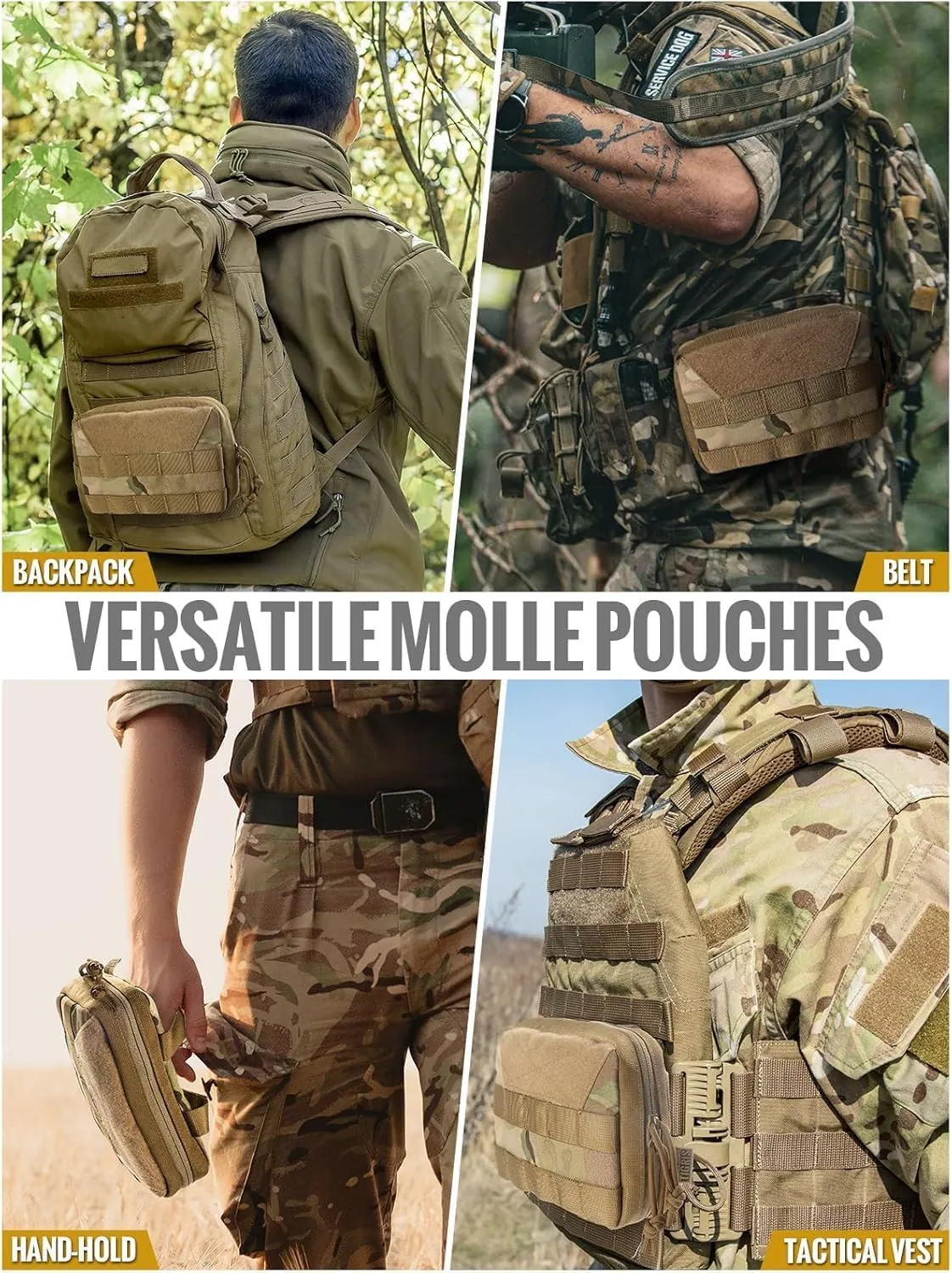 OneTigris MOLLE Pouch, Tactical Admin Pouch Belt EDC Tool Organizer Zippered Utility Waist Pack 7.5"x5"x2"