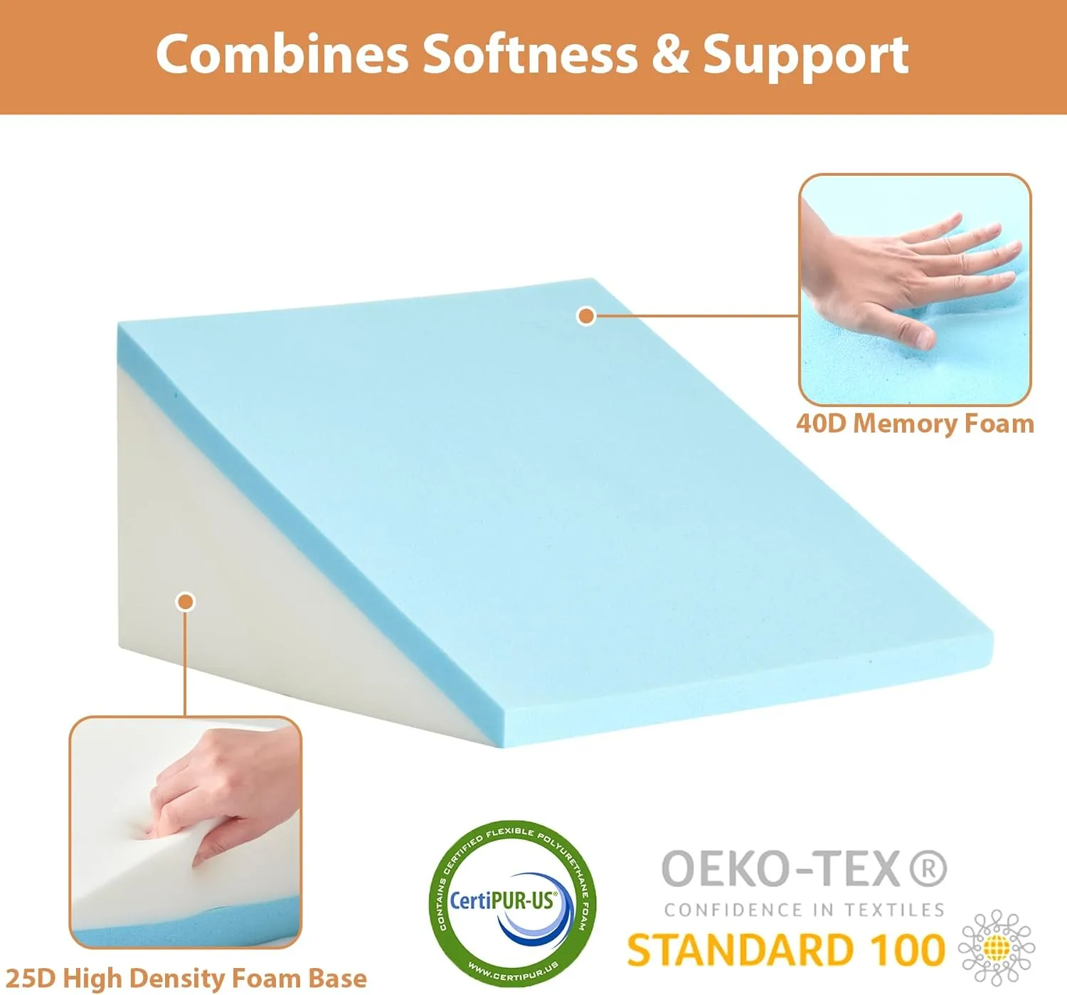Orthopedic Bed Wedge Pillow Set 4Pcs, Adjustable Memory Foam Wedges Pillow, Pillow Wedge for Post Surgery, Back Pain Relief, Acid Reflux, Snoring, GERD, Grey