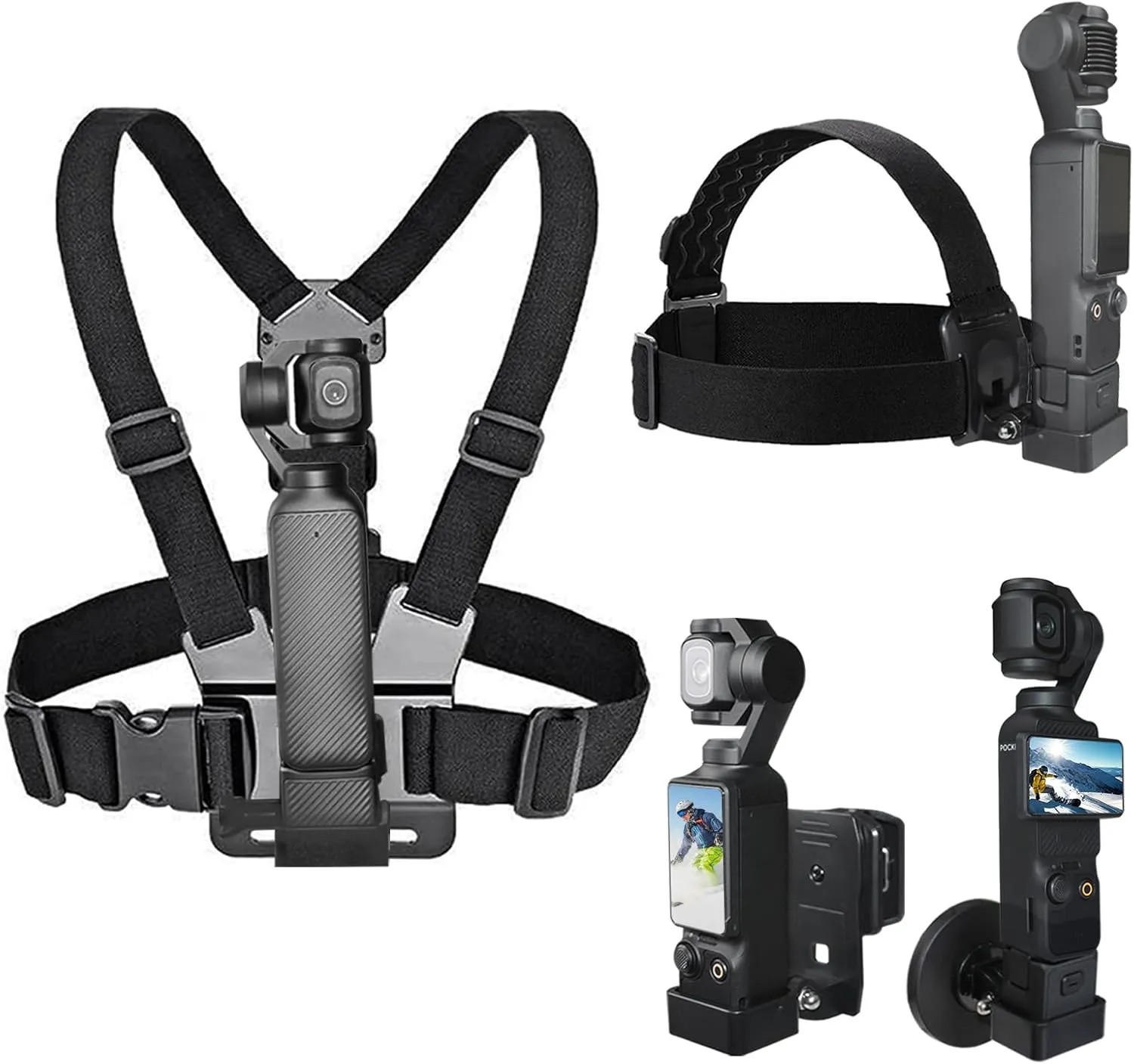 Osmo Pocket 3 Chest Mount Head Strap Backpack Clip Magnetic Mount Compatible with DJI Osmo Pocket 3, Quick-Release Magnetic Bracket, Adjustable Camera Strap for Vlogging, Osmo Pocket 3 Accessories Kit