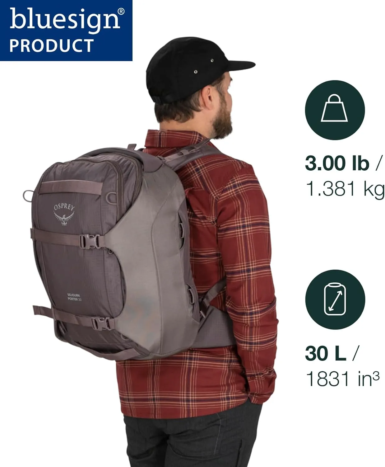 Osprey Sojourn Porter 30L Travel Backpack, Graphite Purple