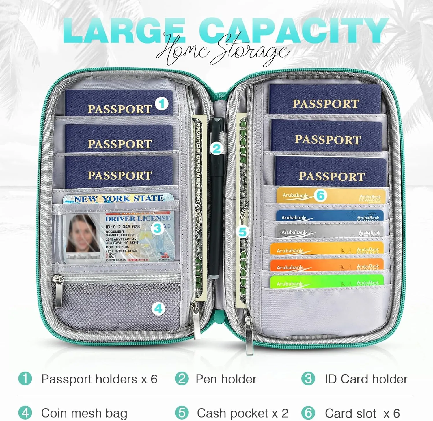 Passport Holder Family RFID Travel Document Organizer for Women Waterproof Passport Wallet Men Portable Case for Cards