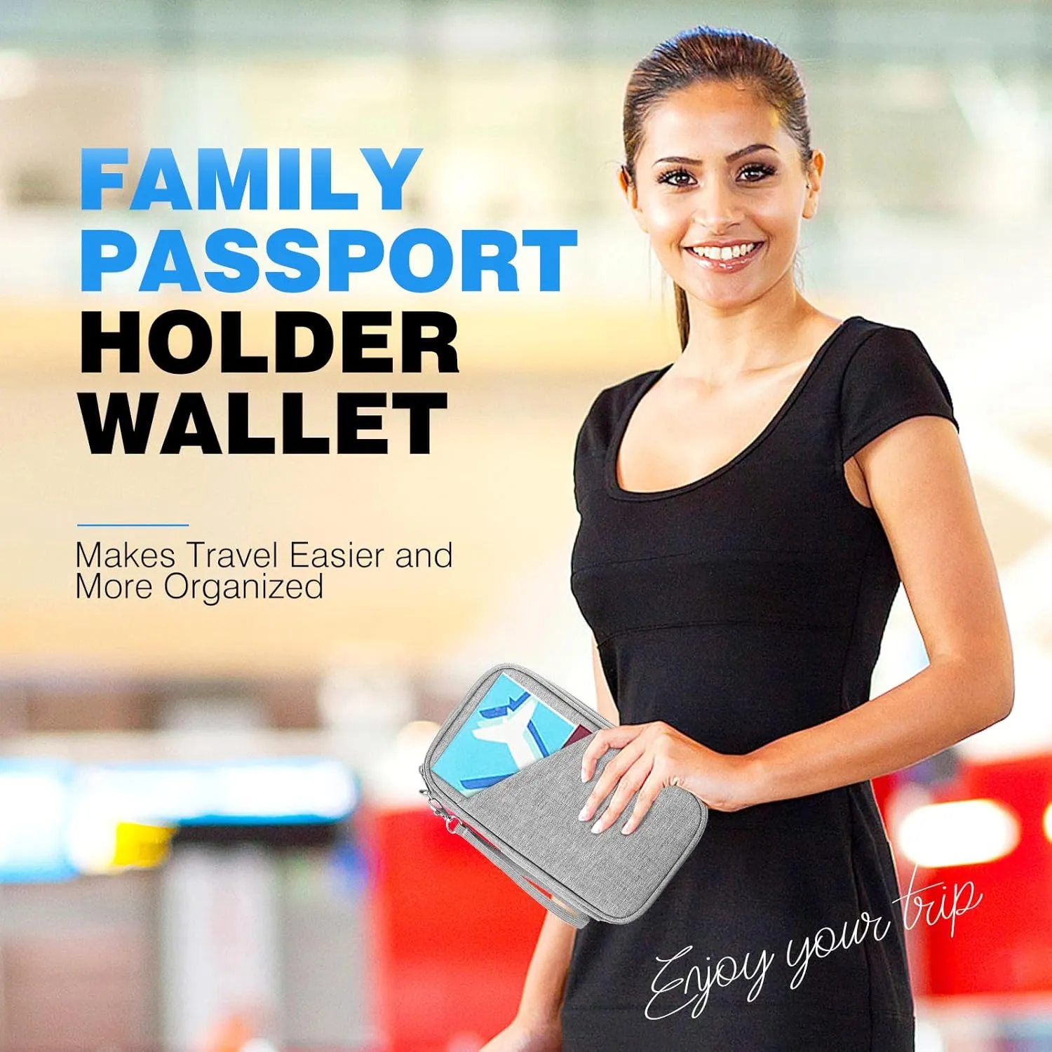 Passport Holder Family RFID Travel Document Organizer for Women Waterproof Passport Wallet Men Portable Case for Cards