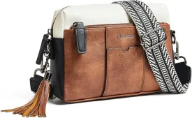 Quilted Crossbody Bags for Women 3-Pockets Crossbody Purses Vegan Leather Shoulder Handbags with Wide Strap