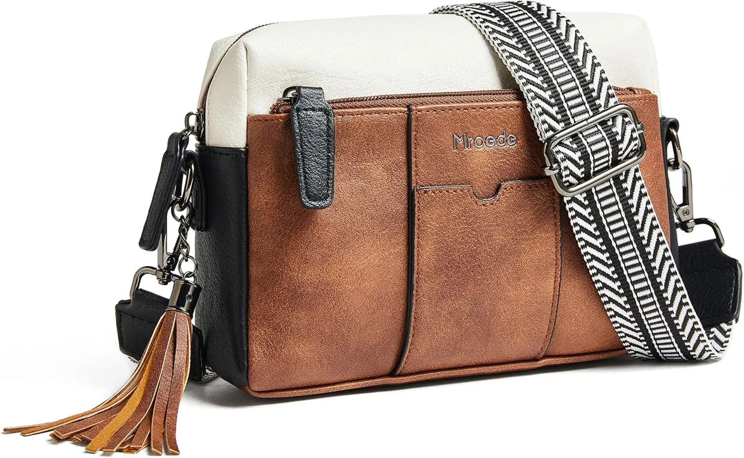 Quilted Crossbody Bags for Women 3-Pockets Crossbody Purses Vegan Leather Shoulder Handbags with Wide Strap
