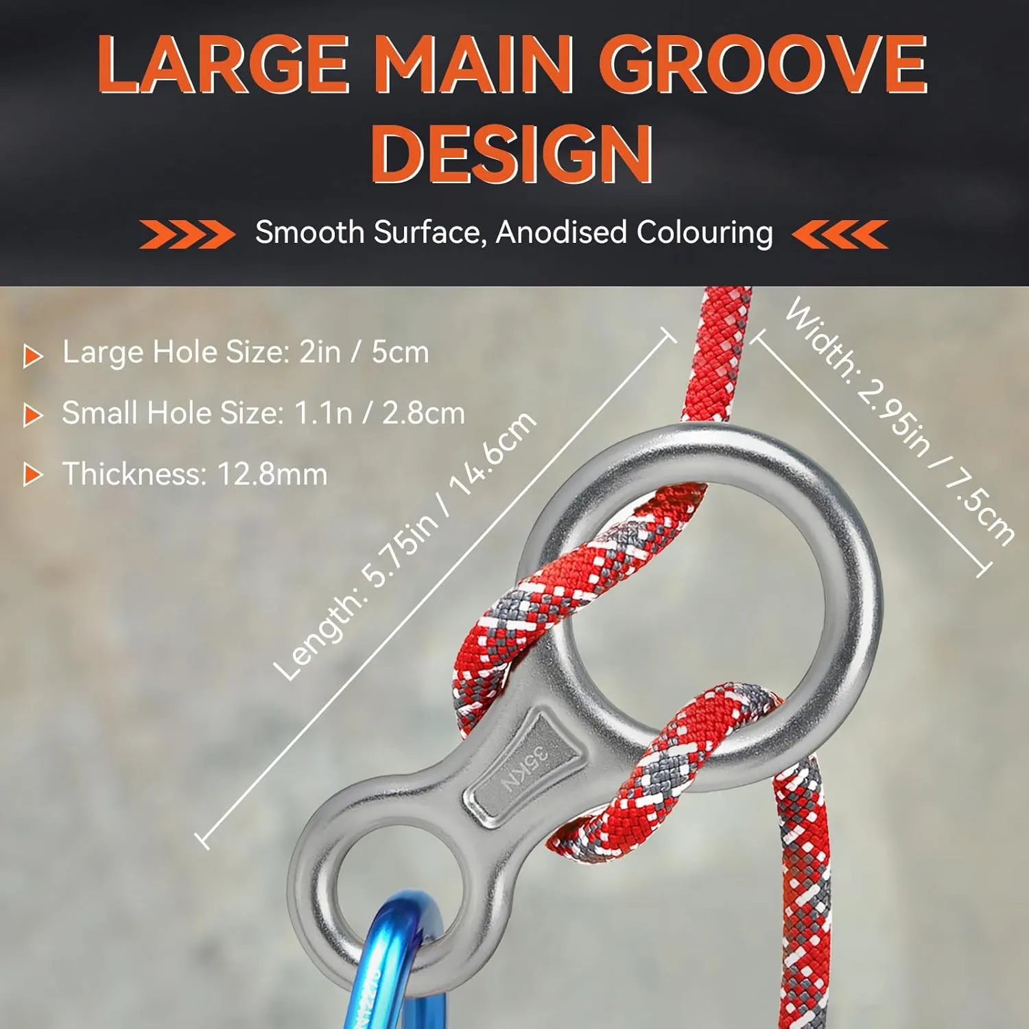 Rescue Figure 8 Descender Climbing Gear Downhill Equipment 35KN/3500kg 7075 Aluminum Alloy Rigging Plate for Climbing Belaying and Rappeling Device