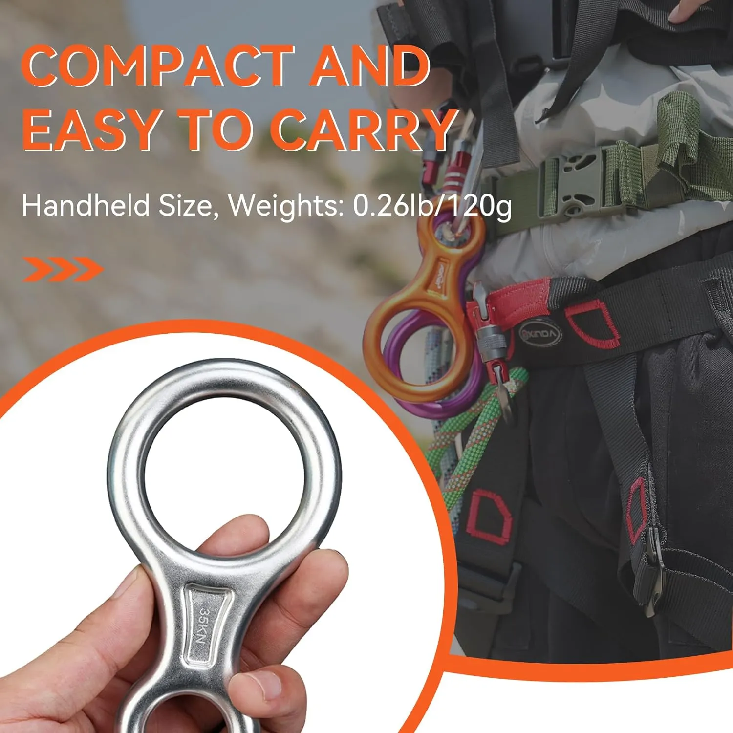 Rescue Figure 8 Descender Climbing Gear Downhill Equipment 35KN/3500kg 7075 Aluminum Alloy Rigging Plate for Climbing Belaying and Rappeling Device