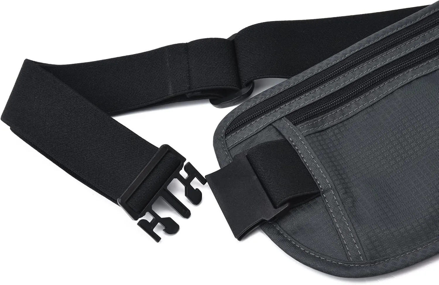 RFID Blocking Money Belt for Men Women, Slim Fanny Pack for TravelRunning,Conceal Waist Wallet for Passport Holder,Phone,Cash(Black Dark Grey)