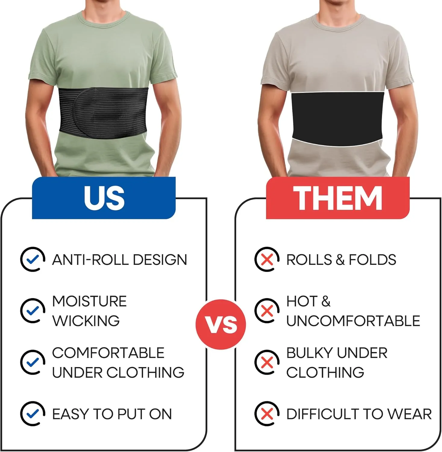 Rib Brace Chest Binder | Rib Belt to Reduce Rib Cage Pain | Chest Compression Support for Rib Muscle Injuries, Bruised Ribs | Breathable Chest Wrap Rib Brace for Women Men (Large/XL - BLack - 44 Inch)
