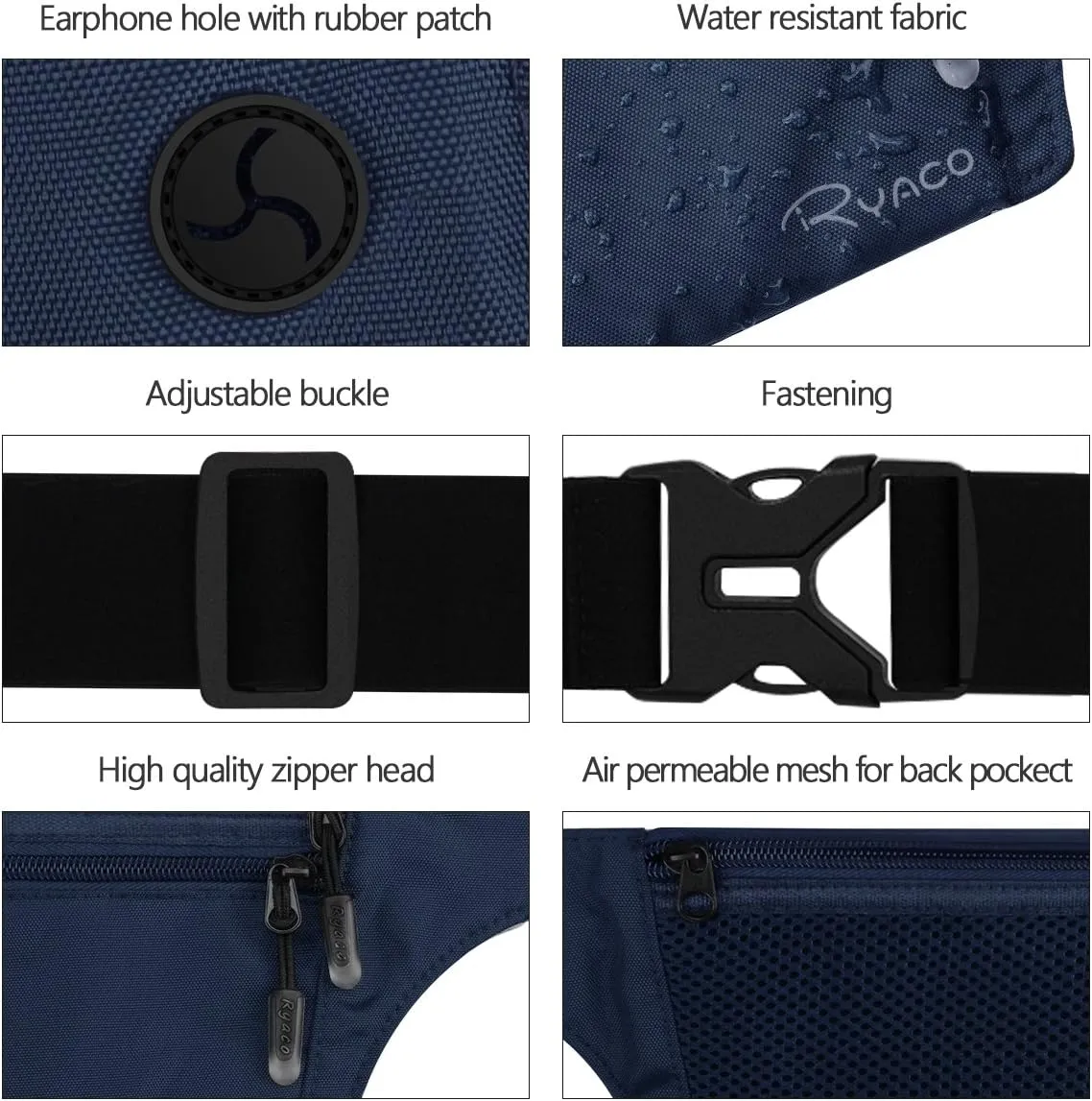 Ryaco Money Belt, Slim Passport Holder RFID Blocking Hidden Wallet Travel Essentials Pouch for Women Men With Adjustable Strap Waist Bag to Protect Cash, Credit Cards and Documents
