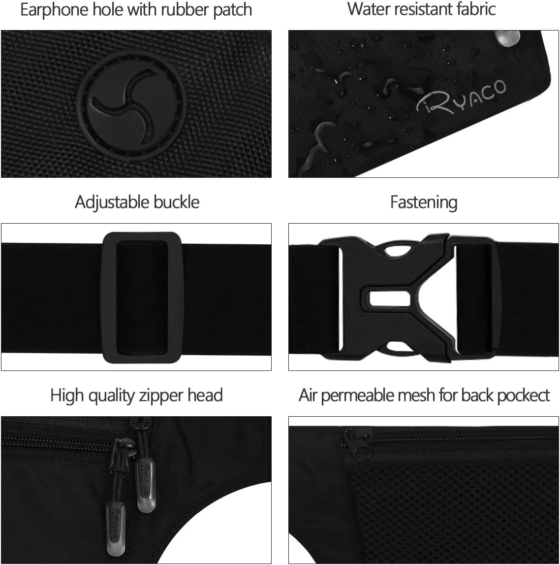 Ryaco Money Belt, Slim Passport Holder RFID Blocking Hidden Wallet Travel Essentials Pouch for Women Men With Adjustable Strap Waist Bag to Protect Cash, Credit Cards and Documents