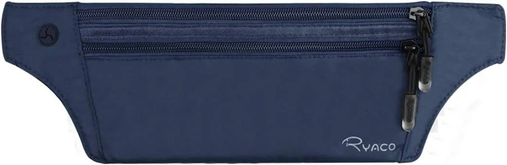 Ryaco Money Belt, Slim Passport Holder RFID Blocking Hidden Wallet Travel Essentials Pouch for Women Men With Adjustable Strap Waist Bag to Protect Cash, Credit Cards and Documents