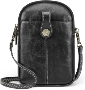S-ZONE Small Crossbody Bags for Women Trendy RFID Blocking Cell Phone Purse Vegan Leather Shoulder Bag with Card Slots