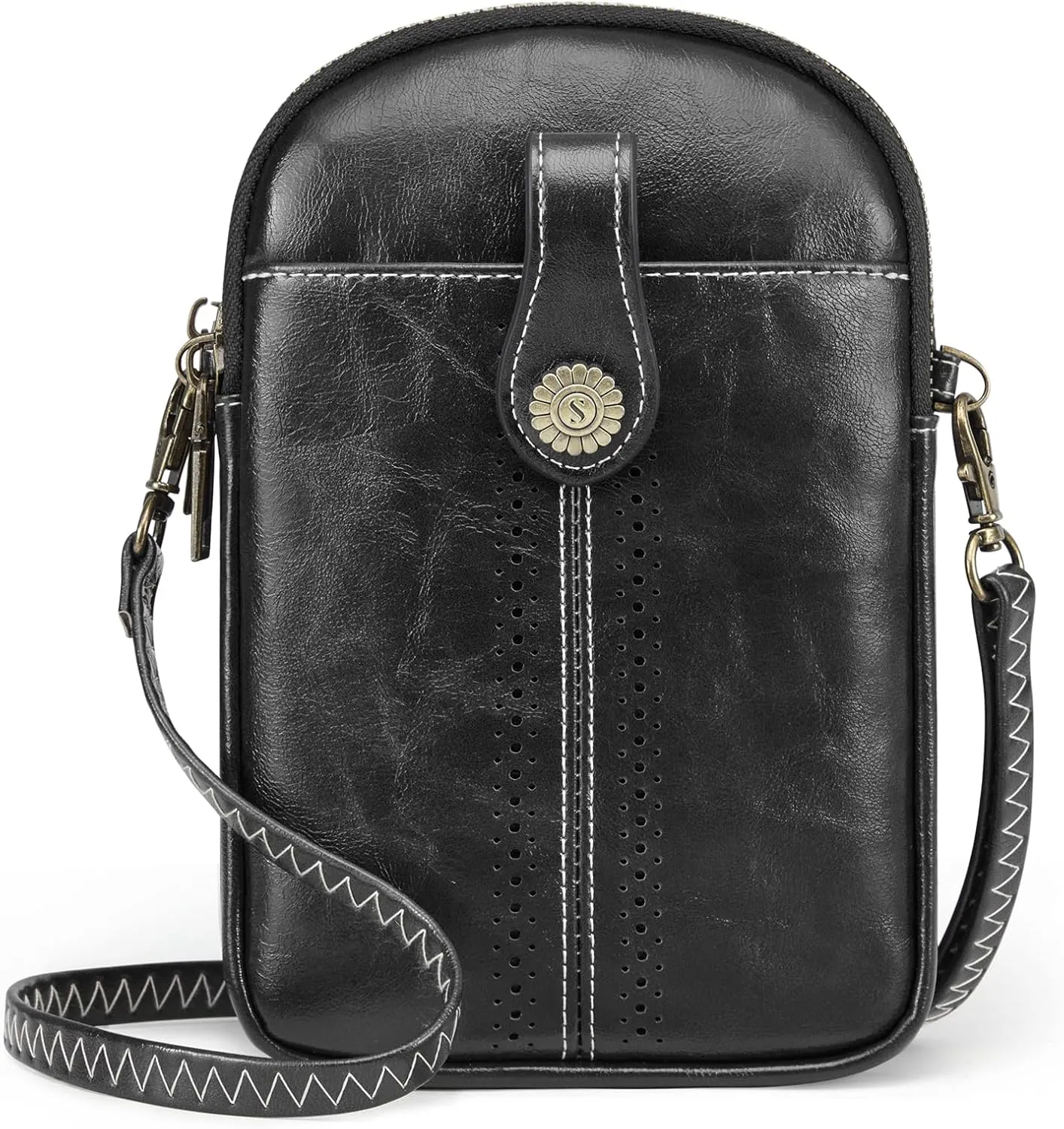 S-ZONE Small Crossbody Bags for Women Trendy RFID Blocking Cell Phone Purse Vegan Leather Shoulder Bag with Card Slots
