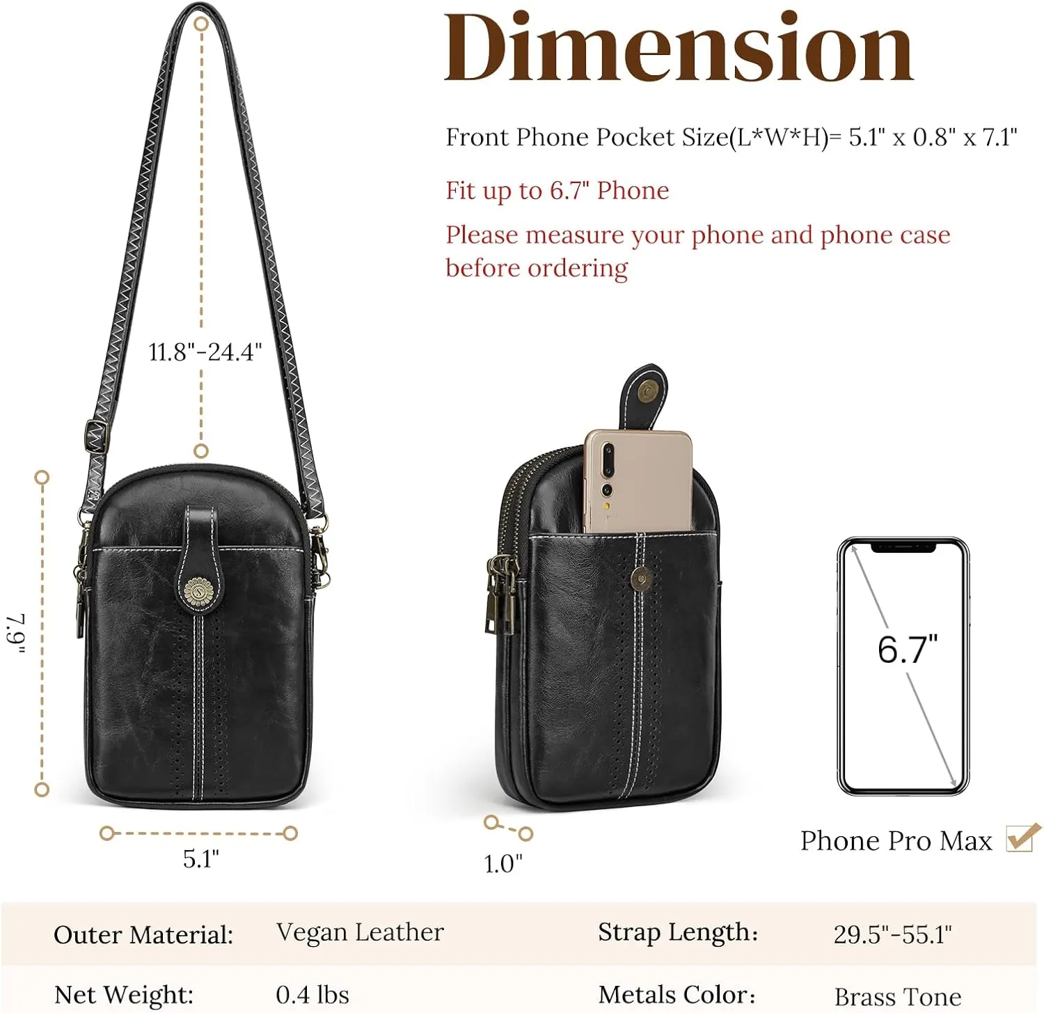 S-ZONE Small Crossbody Bags for Women Trendy RFID Blocking Cell Phone Purse Vegan Leather Shoulder Bag with Card Slots