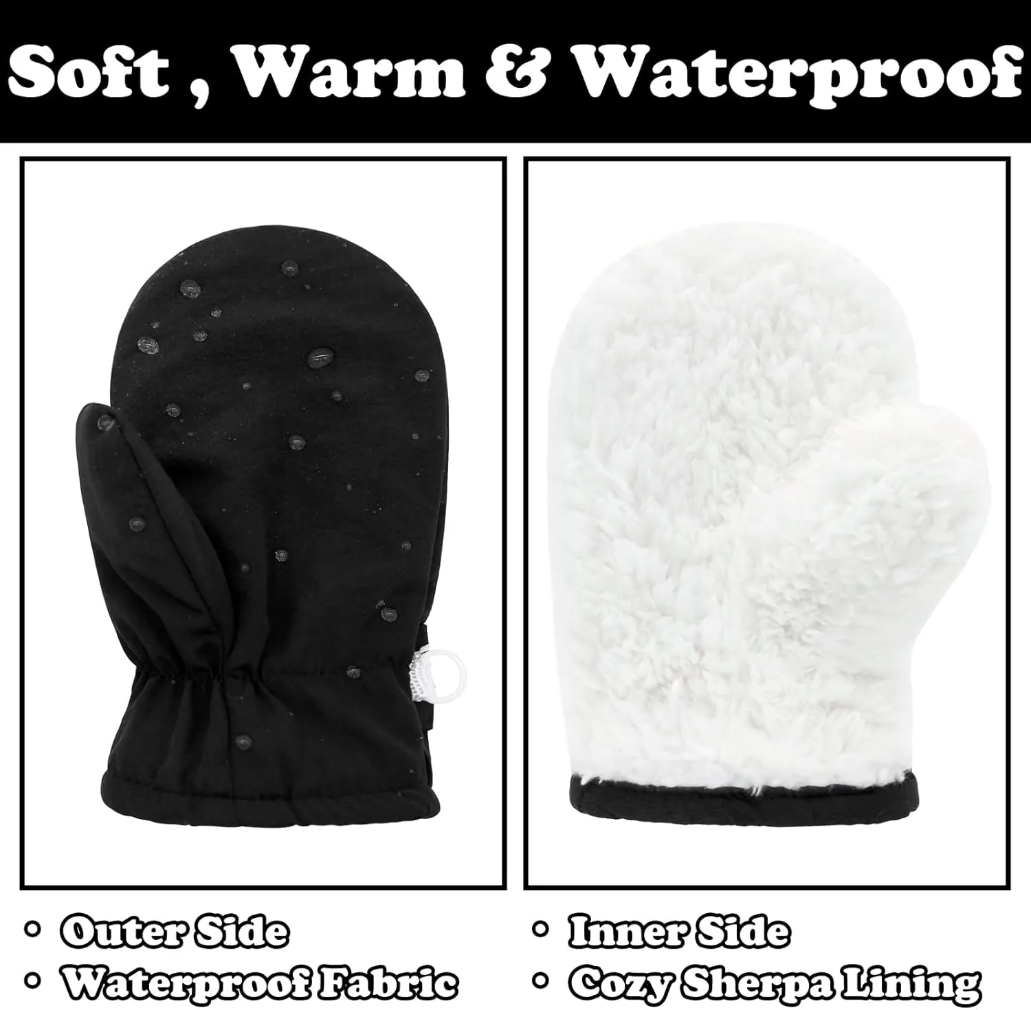 Sarfel Waterproof Toddler Mittens - Snow Gloves for Boys and Girls - Baby Winter Gloves