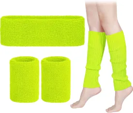 SATINIOR 80s Leg Warmer Workout Set Women 90s Costume Headband Wristbands Knit Outfit Yoga Sport Running