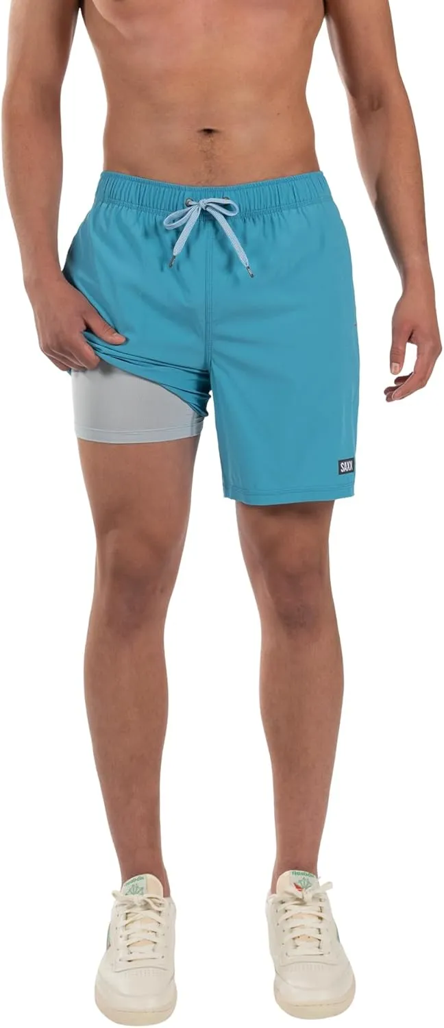 SAXX Underwear Co. Men's Oh Buoy 2N1 Volley 7" with Built-in Pouch Support, Fashion