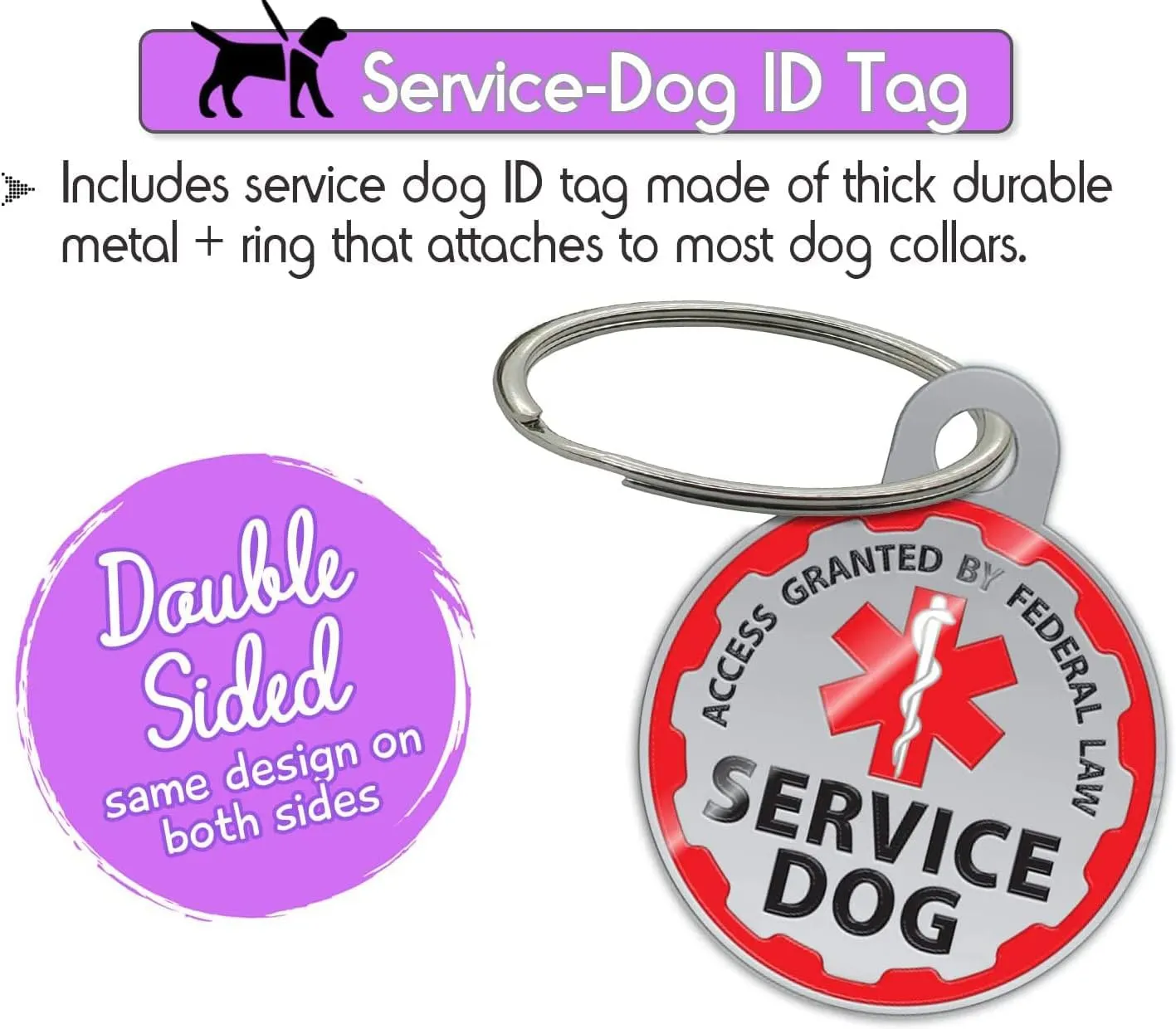 Service Dog Vest, ID Tag and ADA Info Cards - Harness in X Small to XX Large, Durable Metal Tag, 2-Sided Service Animal Cards. ESA Accessory Set