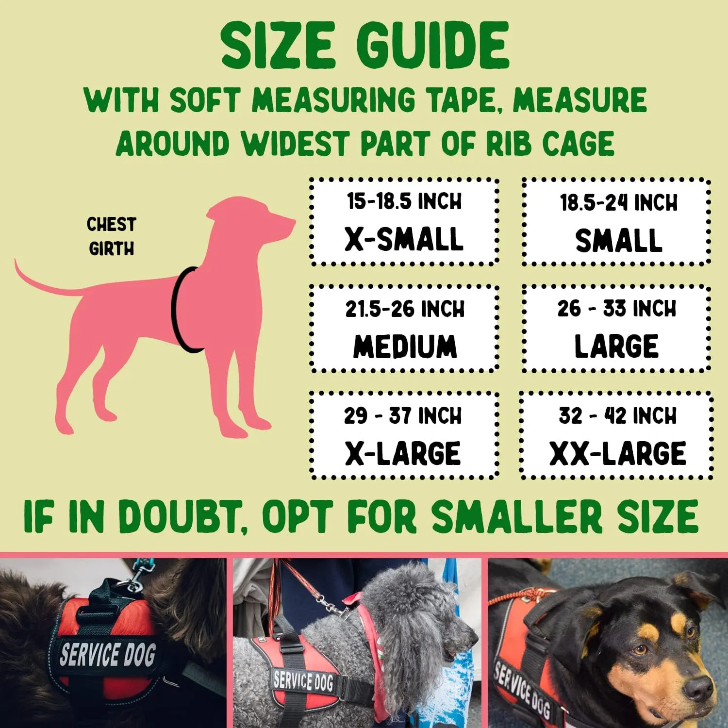 Service Dog Vest, ID Tag and ADA Info Cards - Harness in X Small to XX Large, Durable Metal Tag, 2-Sided Service Animal Cards. ESA Accessory Set