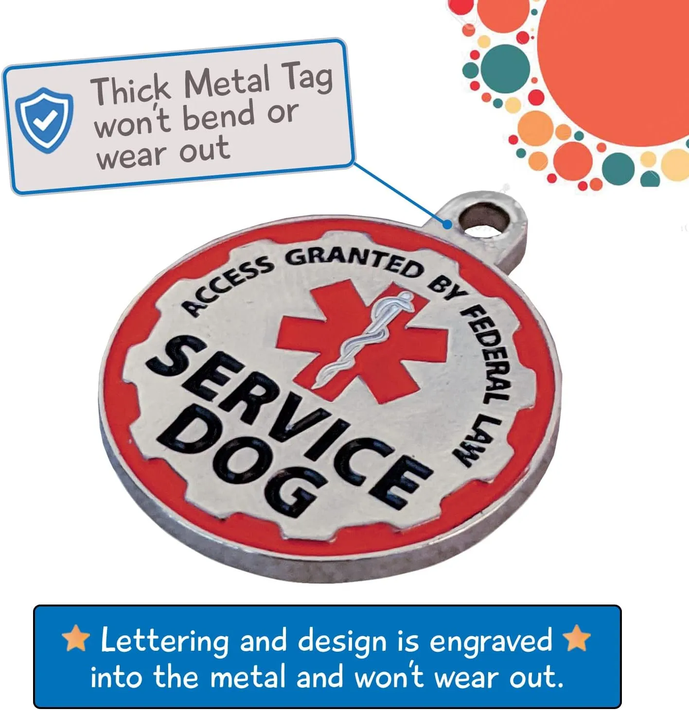 Service Dog Vest, ID Tag and ADA Info Cards - Harness in X Small to XX Large, Durable Metal Tag, 2-Sided Service Animal Cards. ESA Accessory Set