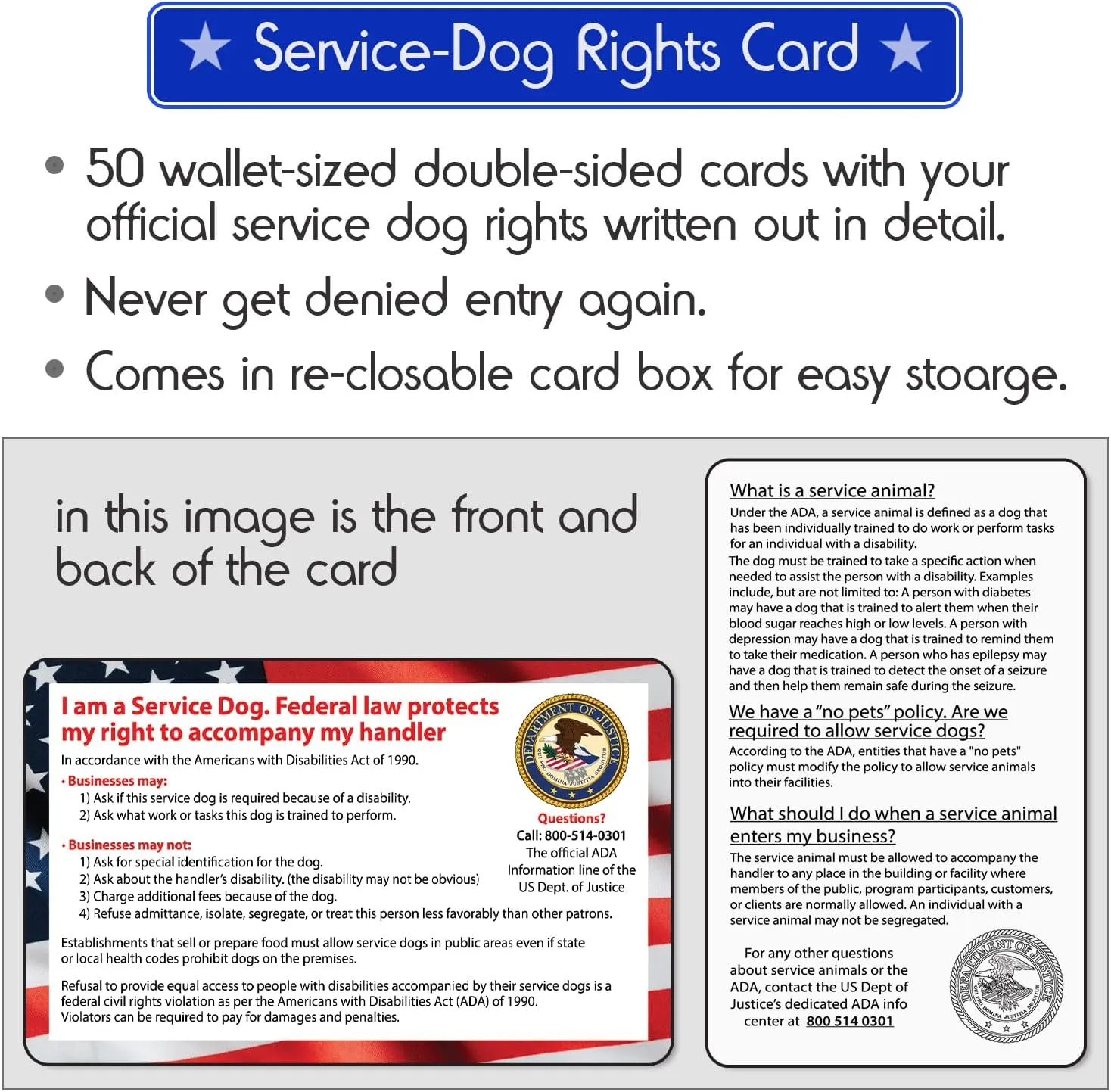 Service Dog Vest, ID Tag and ADA Info Cards - Harness in X Small to XX Large, Durable Metal Tag, 2-Sided Service Animal Cards. ESA Accessory Set