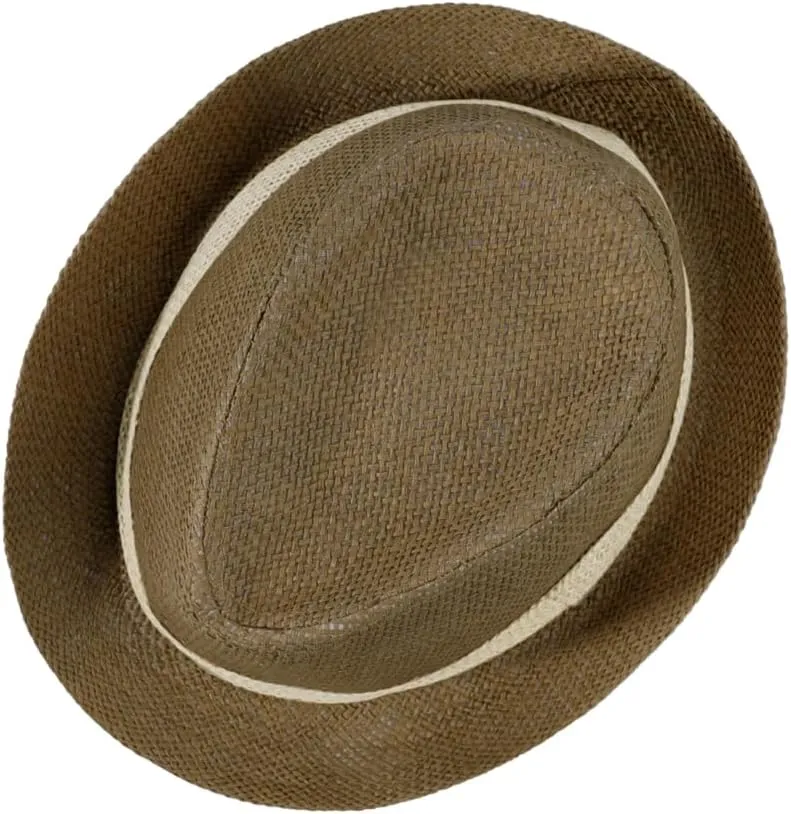 Short Brim Straw Fedora Hat Sun Protection Panama Hat Packable Jazz Beach Cap Roll Up Trilby Cap for Men Women
