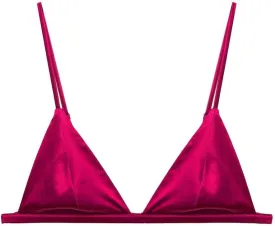 SilRiver Women's Silk Satin Triangle Bralette Soft Cup Wireless Bra Smooth and Comfortable Wire Free Bra Top