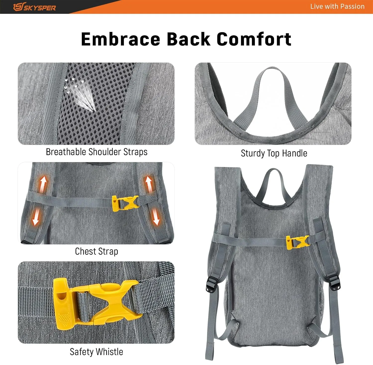 SKYSPER 15L/20L Foldable Hiking Backpack Lightweight Packable Travel Daypack with Chest Strap Small Folding Pack for Walking