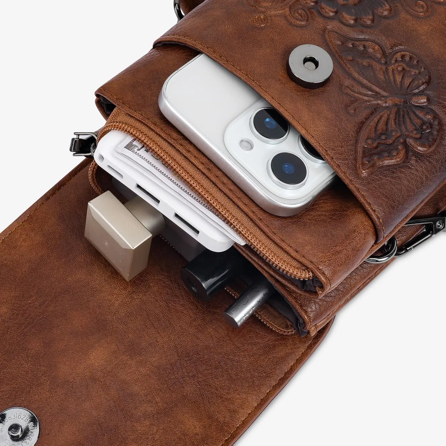 Small Crossbody Bags for Women Trendy Vegan Leather Cell Phone Bag Embossed Flower Design Wallet Purses with Strap