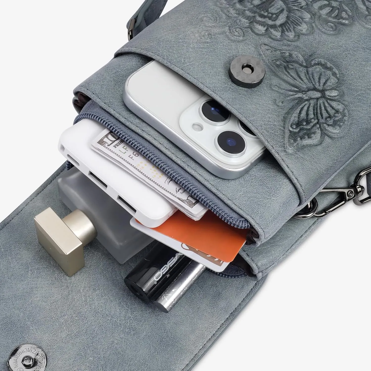 Small Crossbody Bags for Women Trendy Vegan Leather Cell Phone Bag Embossed Flower Design Wallet Purses with Strap