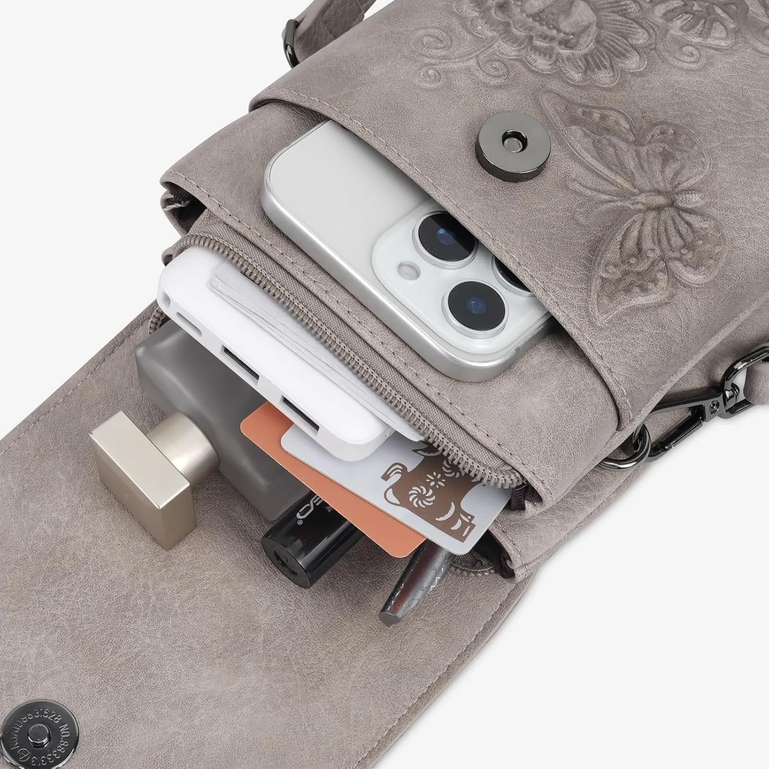 Small Crossbody Bags for Women Trendy Vegan Leather Cell Phone Bag Embossed Flower Design Wallet Purses with Strap