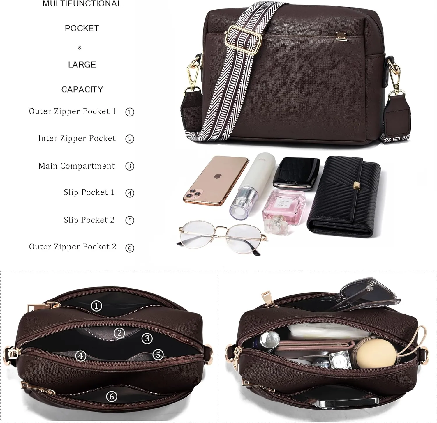 Small Crossbody Bags for Women Vegan Leather Purses Women's Shoulder Handbags Wallet Satchel Cross Body Purse