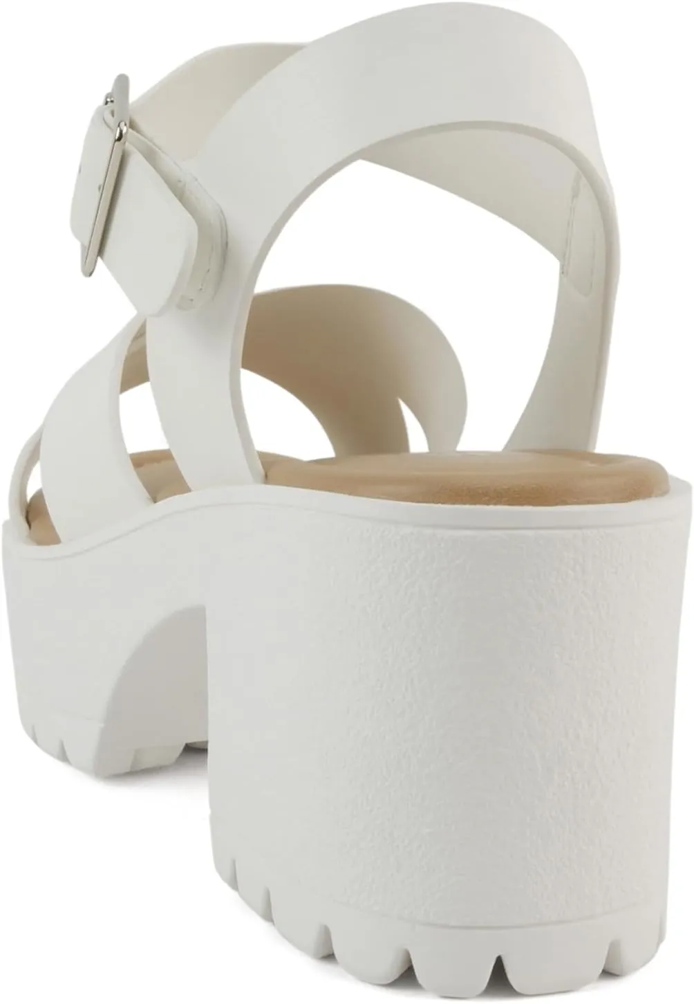 Soda Joey ~ Women Open Toe Criss Cross Strap Mid Heel Sandal with Adjustable Ankle Strap