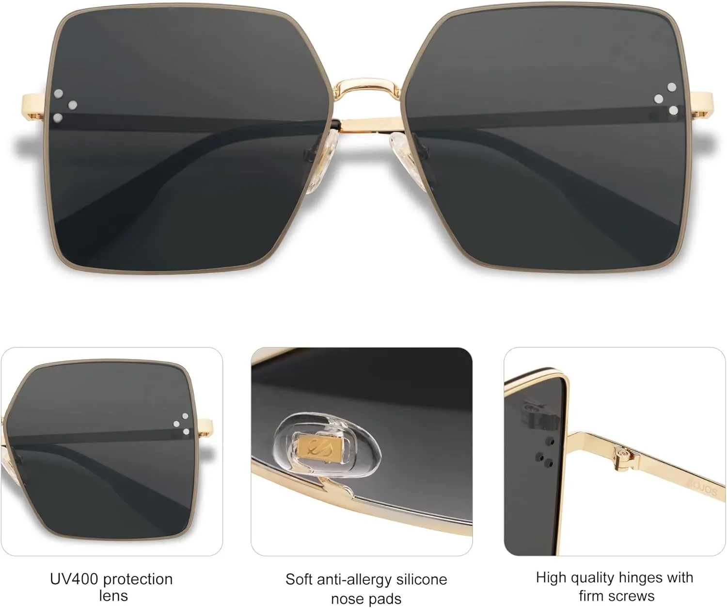 SOJOS Trendy Square Sunglasses Womens Big Oversized Designer Style UV Protection Sunnies Shades SJ1170