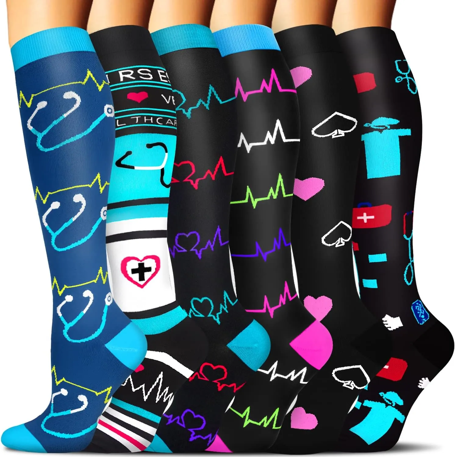 Sooverki Compression Socks for Women Men Circulation 6 Pairs-Best Compression Stockings For Running,Athletic,Nursing
