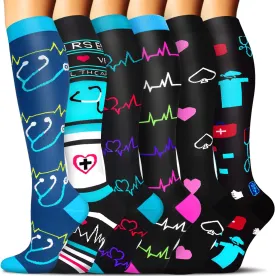 Sooverki Compression Socks for Women Men Circulation 6 Pairs-Best Compression Stockings For Running,Athletic,Nursing