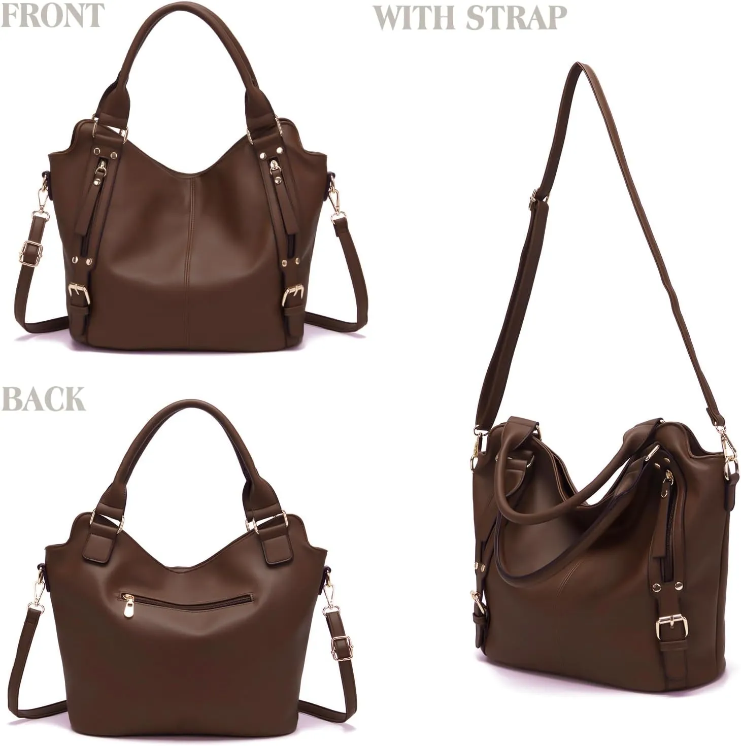 Soperwillton Purses for Women Large Shoulder Handbag Tote PU Leather Hobo Crossbody Bag Ladies Wallet Set 4pcs