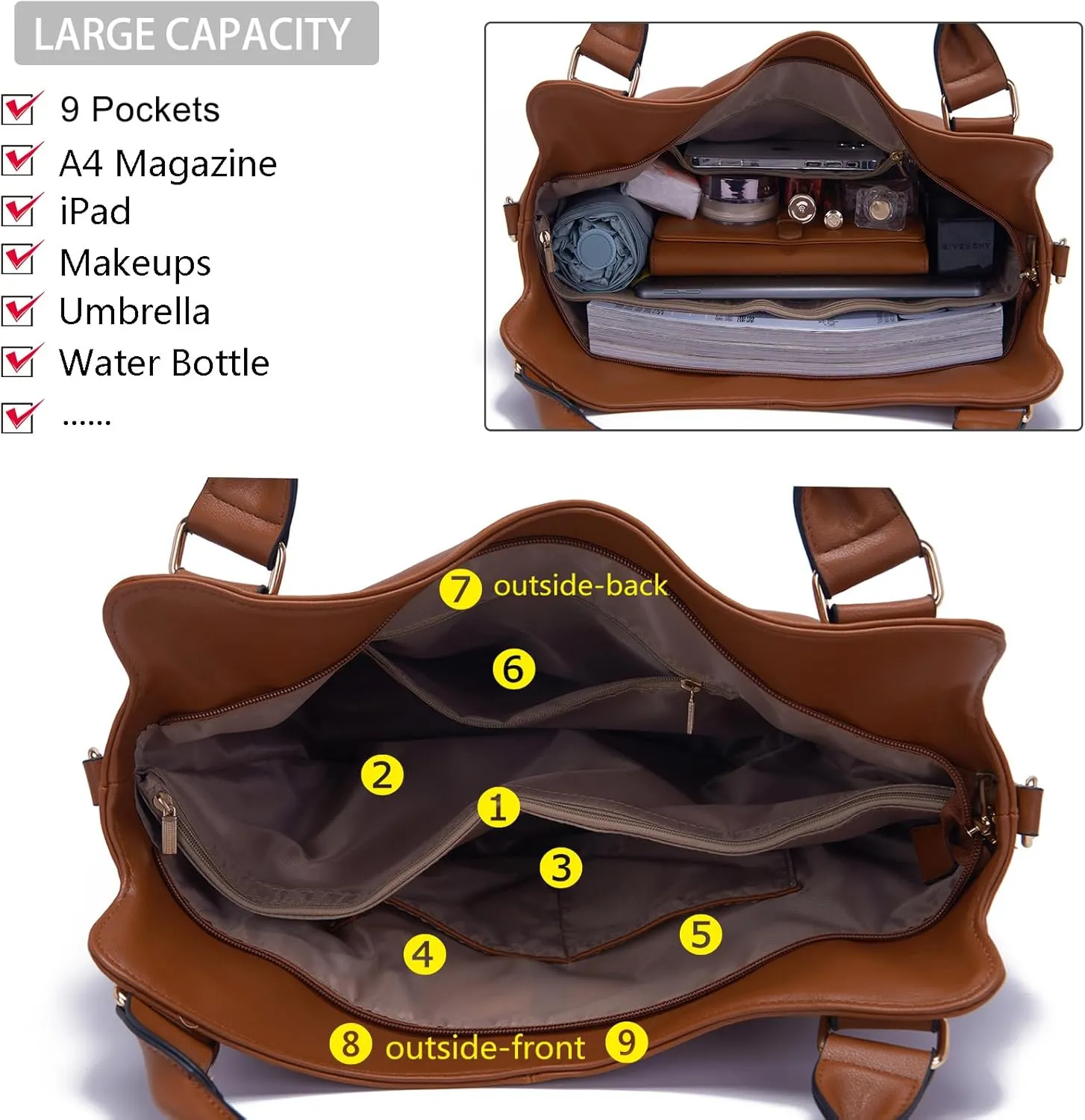 Soperwillton Purses for Women Large Shoulder Handbag Tote PU Leather Hobo Crossbody Bag Ladies Wallet Set 4pcs