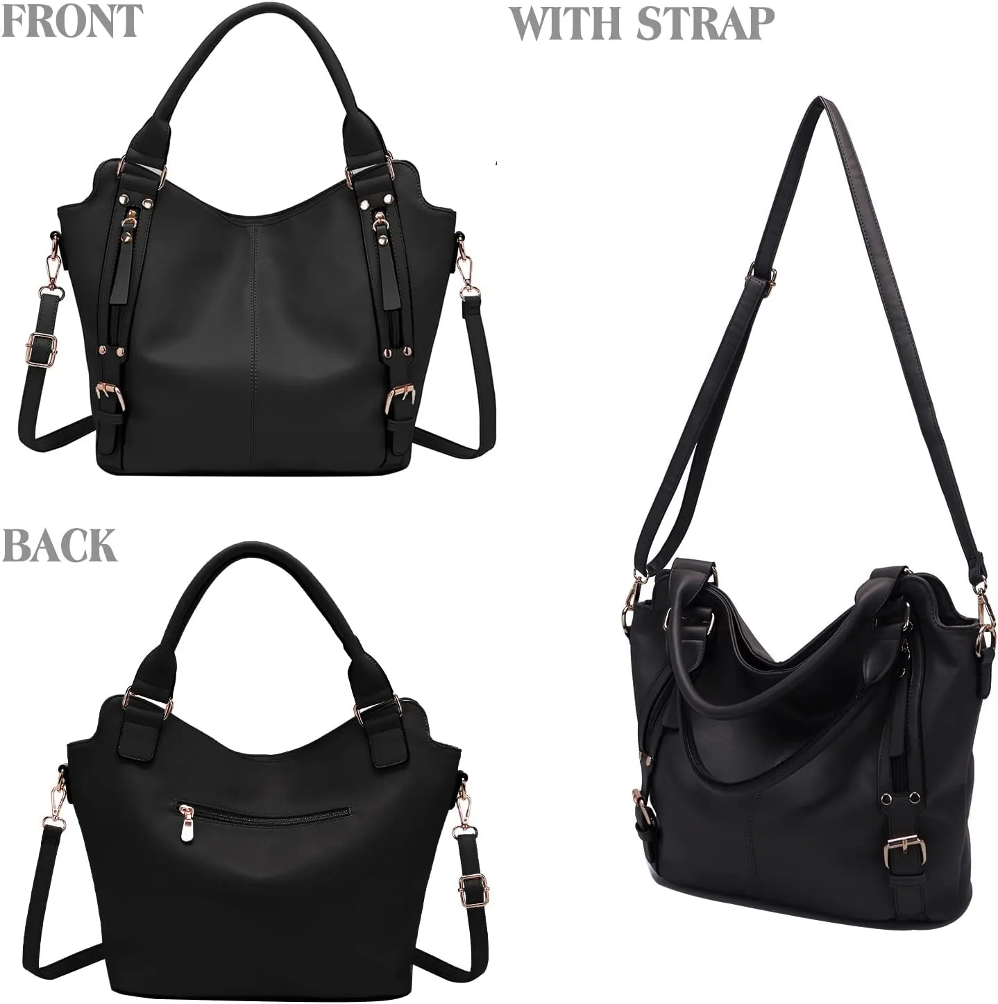 Soperwillton Purses for Women Large Shoulder Handbag Tote PU Leather Hobo Crossbody Bag Ladies Wallet Set 4pcs