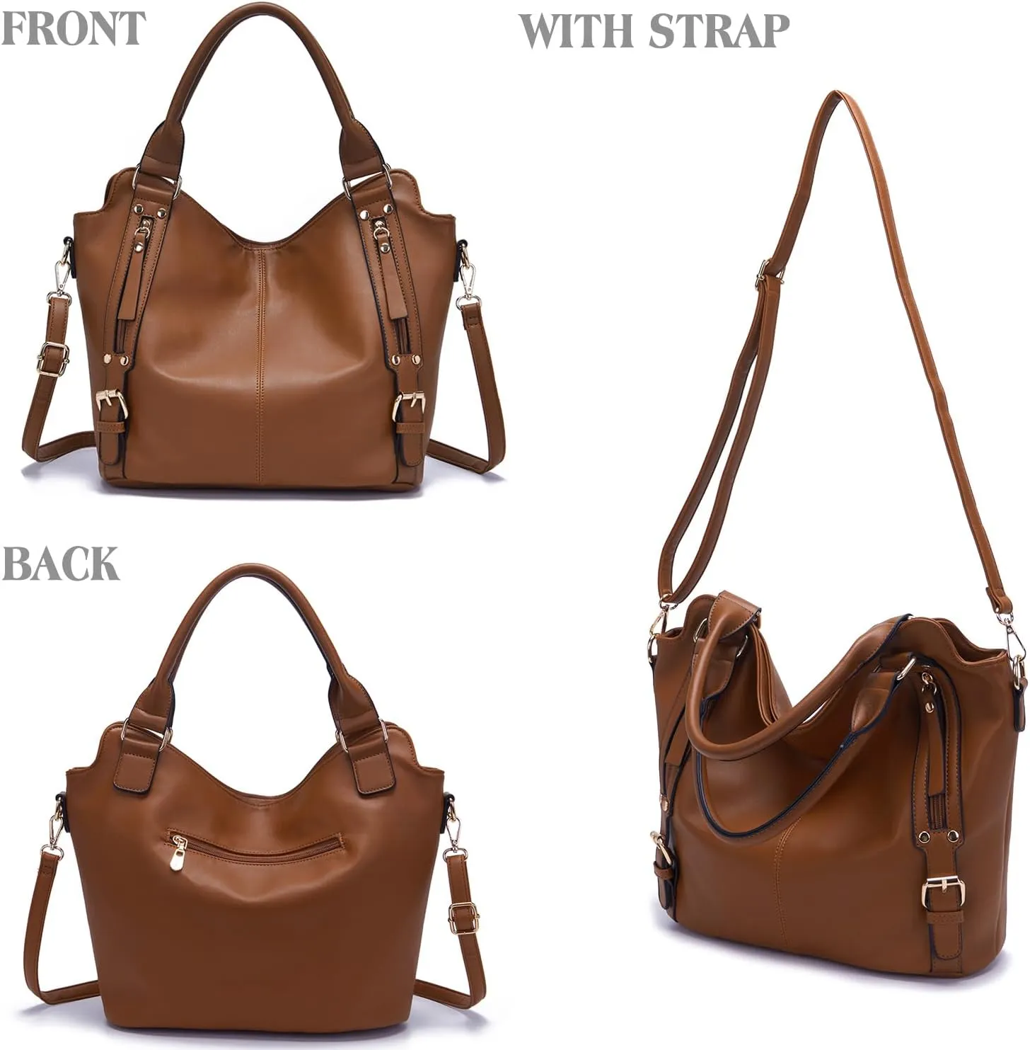 Soperwillton Purses for Women Large Shoulder Handbag Tote PU Leather Hobo Crossbody Bag Ladies Wallet Set 4pcs